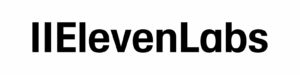 The image shows the word "IIElevenLabs" in bold black text on a light gray background, reflecting a sleek technology-inspired design.