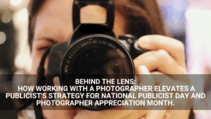A person holds a camera up to their face, preparing to take a photo. Text overlays the image about photographers and content planning for an effective 2026 content strategy.